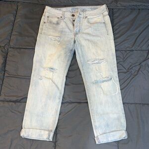 Blue Relaxed Fit Distressed Jeans